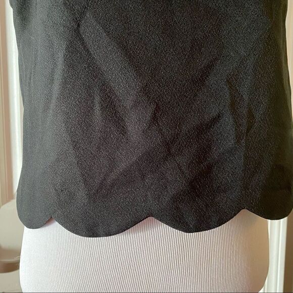 Lush Black Sleeveless Crop Top Beaded Neckline Scalloped Hemline - Picture 9 of 9